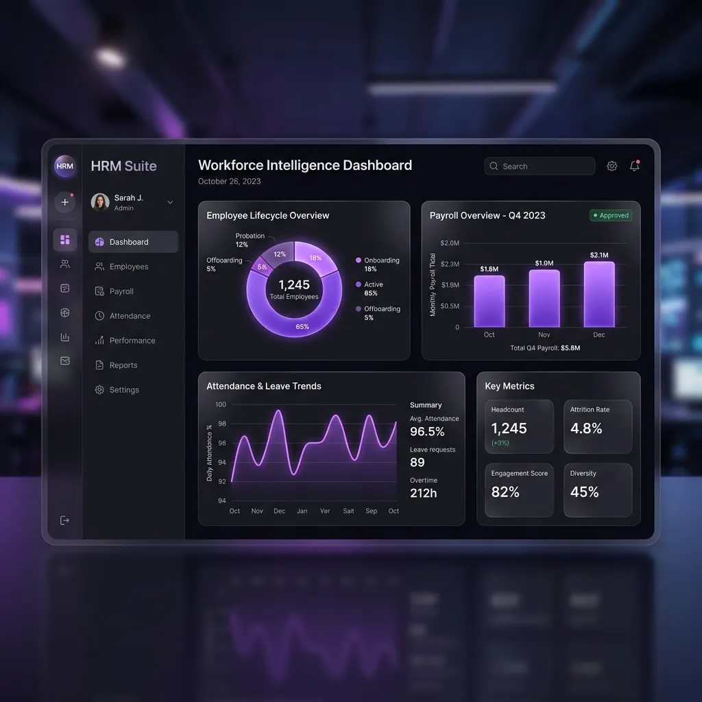 HRMSuite people management dashboard